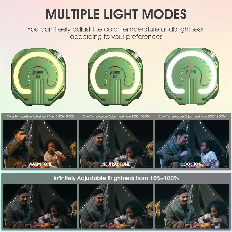 WUBEN E1 Selfie Ring Light Rechargeable Portable Selfie Fill Light Compatible with Magsafe 3 Modes Magnetic for Smart Phone Photography, Video, TikTok, Vlog (Circuit Pattern) - Image 4